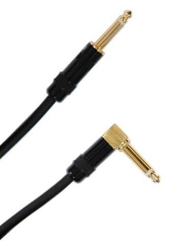 Audio2000'S C28012 12 قدم مطلي بالذهب 1/4 بوصة TS زاوية قائمة إلى مطلية بالذهب 1/4 بوصة TS أداة مستقيمة/صوت/مرحلة/تصحيح/كابل تسجيل (كابل واحد بطول 12 قدم) in Kuwait