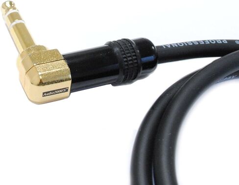 Audio2000'S C25003P2 حزمتان من كابلات الصوت/التصحيح/المسرح/إعادة الترميز بطول 3 أقدام مطلية بالذهب 1/4 بوصة من الزاوية اليمنى TRS إلى الزاوية اليمنى 1/4 بوصة TRS المطلية بالذهب (إجمالي كابلين بطول 3 أقدام) in Kuwait