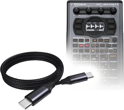 كابل BoxWave متوافق مع Roland SP-404 MKII - كابل DirectSync PD (3 أقدام) - USB-C إلى USB-C (100 واط)، شحن مجدول من النوع C ومزامنة سريعة - أسود جيت in Kuwait