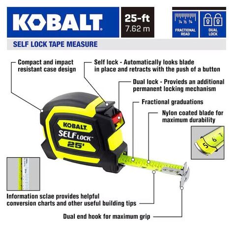 K.balt Self Lock 2 - حزمة شريط قياس القفل التلقائي بطول 25 قدم in Kuwait