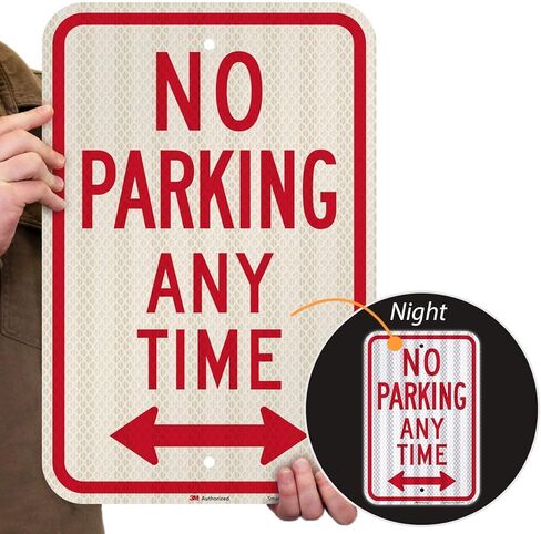 SmartSign - K-2331-HI-12x18 لافتة "ممنوع ركن السيارة في أي وقت" | 12 بوصة × 18 بوصة 3M درجة عالية الكثافة من الألومنيوم العاكس باللون الأحمر على الأبيض in Kuwait