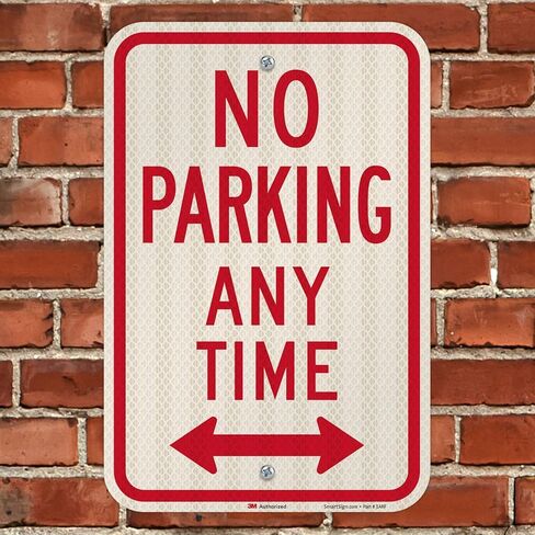SmartSign - K-2331-HI-12x18 لافتة "ممنوع ركن السيارة في أي وقت" | 12 بوصة × 18 بوصة 3M درجة عالية الكثافة من الألومنيوم العاكس باللون الأحمر على الأبيض in Kuwait