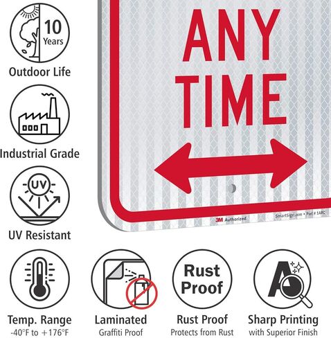 SmartSign - K-2331-HI-12x18 لافتة "ممنوع ركن السيارة في أي وقت" | 12 بوصة × 18 بوصة 3M درجة عالية الكثافة من الألومنيوم العاكس باللون الأحمر على الأبيض in Kuwait