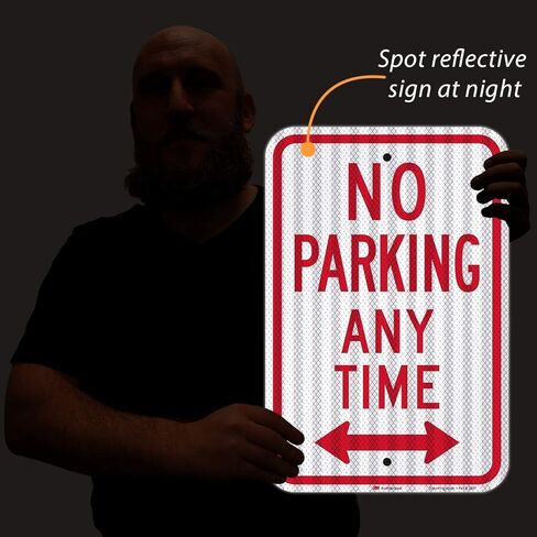 SmartSign - K-2331-HI-12x18 لافتة "ممنوع ركن السيارة في أي وقت" | 12 بوصة × 18 بوصة 3M درجة عالية الكثافة من الألومنيوم العاكس باللون الأحمر على الأبيض in Kuwait