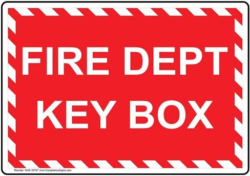 ComplianceSigns.com علامة أمان لصندوق المفاتيح من Fire Dept، بلاستيك مقاس 10×7 بوصة للسلامة/المعدات من الحرائق in Kuwait