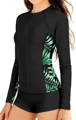 ملابس سباحة DONWEN للفتيات من Rash Guard بسحاب كامل وأكمام طويلة، بدلة سباحة مكونة من قطعتين بعامل حماية من الأشعة فوق البنفسجية 50+ بدلة استحمام للفتيات من سن 9-16 سنة in Kuwait