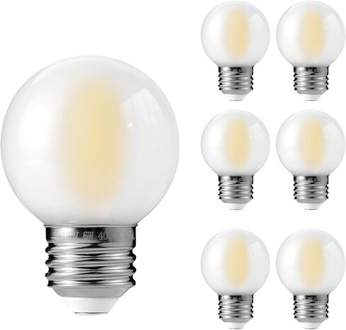 مصابيح إضاءة E26 G16 LED، لمبة دائرية صغيرة بحجم كرة الجولف، 4 وات (ما يعادل 40 وات) 400 لومن، 2700 كلفن أبيض ناعم، زجاج بلوري قابل للتعتيم، للشمعدانات، القلادة، الشمعدان، المصباح، 6 عبوات in Kuwait