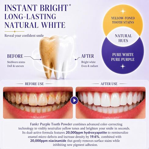 Teeth Whitening Powder with 20,000ppm Hydroxyapatite & 20,000ppm Niacinamide, Patent-Pending R5X Remineralizing Complex, Teeth Whitening & Removes Stains & Breath Freshener in Saudi Arabia