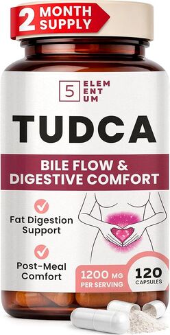 TUDCA Supplement 1200mg – Premium Bile Salts & Tauroursodeoxycholic Acid for Fat Digestion – Liver & Gallbladder Support for Women, Post-Meal Comfort – 120 Capsules in Saudi Arabia