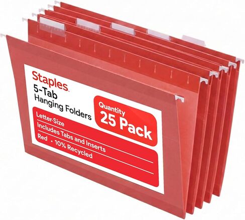 Staples 2666262 مجلدات ملفات تعليق 5-TAB حرف Green 50/Box (266262) in Saudi Arabia