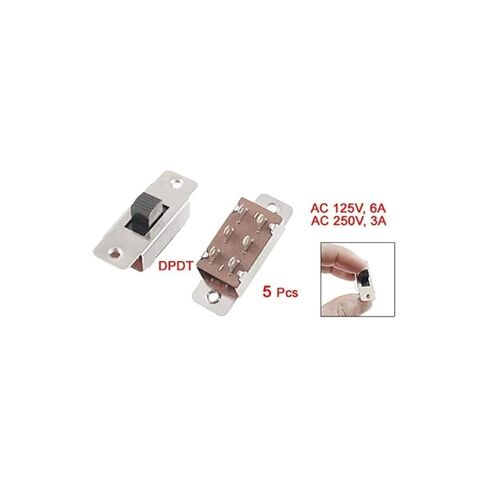 مفتاح منزلق 5 قطع تشغيل/إيقاف 2 موضع DPDT 2P2T PCB لوحة مفتاح منزلق 6A/125V 3A/250V AC in Kuwait