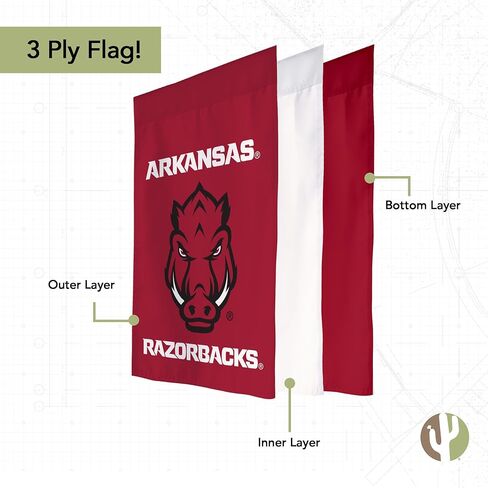 علم حديقة Desert Cactus University of Arkansas UA - لافتة Arkansas Razorbacks مقاس 19 × 12 بوصة، للعرض والمناسبات الخارجية (تصميم G) in Kuwait