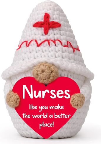 Nurse Gifts for Women - Christmas Stocking Stuffers Gifts for Nurse, Thank You Nurses Week Birthday Christmas Best RN Nursing School Graduation Presents for Her - Handmade Crochet White Gnome in Saudi Arabia