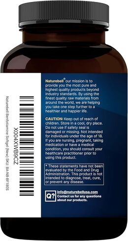 NatureBell Benfotiamine 600mg لكل وجبة، 180 كبسولة هلامية من زيت جوز الهند | فيتامين ب1 القابل للذوبان في الدهون للرجال والنساء، متحول إلى ثيامين نشط | لا يحتوي على كائنات معدلة وراثيًا، تم تصنيعه وفقًا لممارسات التصنيع الجيدة in Kuwait