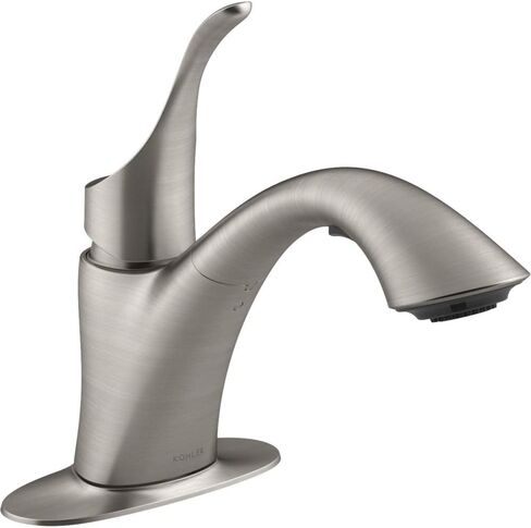 صنبور حوض غسيل KOHLER K-22035-VS Simplice، مقبض واحد قابل للسحب، رأس رش بوظيفتين، تركيب 3 فتحات، صنبور حوض متعدد الاستخدامات بلمسة نهائية نابضة بالحياة من الفولاذ المقاوم للصدأ in Kuwait
