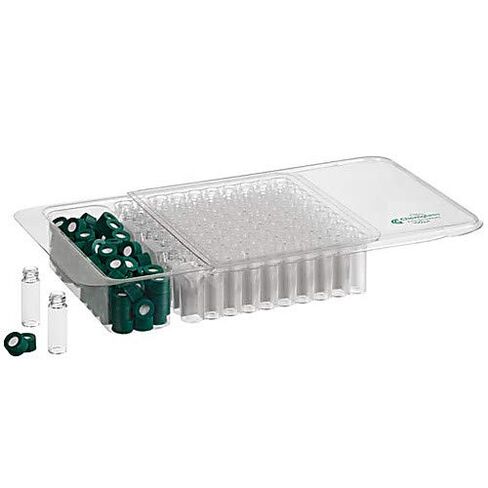 قارورة تفاعل Chemglass CG-4904-08 Series CG-4904 كاملة مع غطاء بولي بروبيلين أخضر مفتوح من الأعلى، 15-425 خيط، 17 مم، ارتفاع 60 مم، سعة 8 مل، TFE Septa (عبوة من 100) in Kuwait