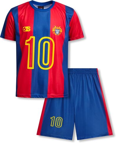 Quad Seven Boys Athletic Shorts Set - 2 Piece Short Sleeve Soccer Jersey Kids Shirt & Boys Soccer Shorts Youth Activewear Set in Saudi Arabia