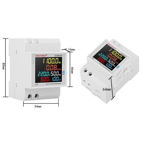 6IN1 مرحلة واحدة عداد الطاقة Din السكك الحديدية مراقبة استخدام الكهرباء AC 40-300V 100A الفولتميتر مقياس التيار الكهربائي واط كيلوواط ساعة تردد الطاقة متر المدمج في CT 110V in Kuwait
