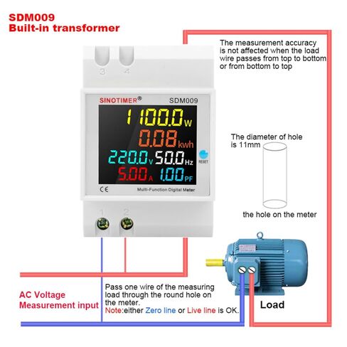 6IN1 مرحلة واحدة عداد الطاقة Din السكك الحديدية مراقبة استخدام الكهرباء AC 40-300V 100A الفولتميتر مقياس التيار الكهربائي واط كيلوواط ساعة تردد الطاقة متر المدمج في CT 110V in Kuwait