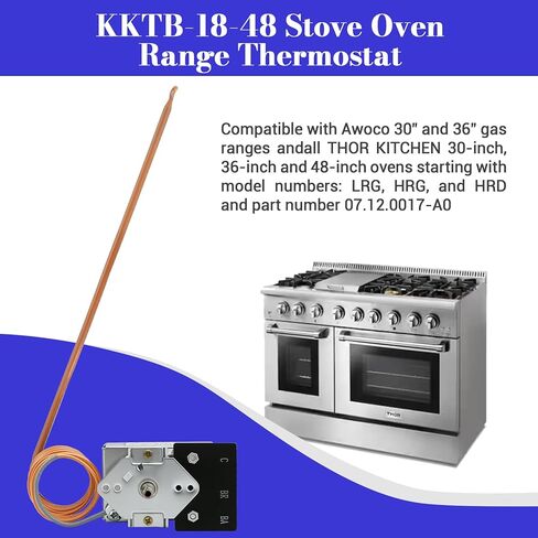 منظم حرارة الفرن KKTB-18-48 - 5 أمبير 120 فولت تيار متردد أقصى درجة حرارة 599 درجة فهرنهايت، 48 بوصة أنبوب شعري مناسب، متوافق مع منظم حرارة فرن الموقد KKTB-18-48 من روبرتشو in Kuwait