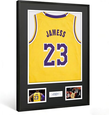 Homso Jersey إطار عرض علبة ظل معدنية مع 3 قطع حصيرة بديلة، أكريليك مقاوم للكسر كبير 31.25 بوصة × 23.25 بوصة إطار أسود لعرض كرة السلة والهوكي وكرة القدم جيرسي مع أجهزة معلقة in Kuwait
