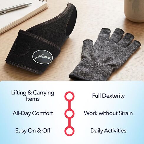 Dr. Arthritis Wrist Brace with Hand Compression Gloves Set, Comfortable Hand Support with Fingerless Carpal Tunnel Gloves & Wrist Protection for Arthritis, Work, Typing, and Pain Relief (Grey, Medium) in Saudi Arabia