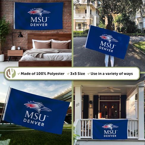 Desert Cactus Metropolitan State University of Denver MSUD Flag - 3 x 5 Feet Roadrunners Banner, Indoor/Outdoor Durable Fabric, 100% Polyester Design (Style 1a) in Kuwait