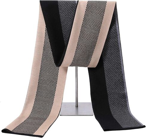 Soft Winter Sea Ripples Black and Grey Vertical Stripe Design Scarves for Men and Women for Christmas Winter Holidays in Saudi Arabia