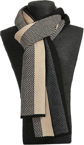 Soft Winter Sea Ripples Black and Grey Vertical Stripe Design Scarves for Men and Women for Christmas Winter Holidays in Saudi Arabia