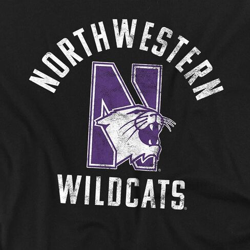 تي شيرت للبالغين من الجنسين يحمل شعار Wildcats الرسمي من جامعة Northwestern، شعار Wildcats، مقاس كبير in Kuwait
