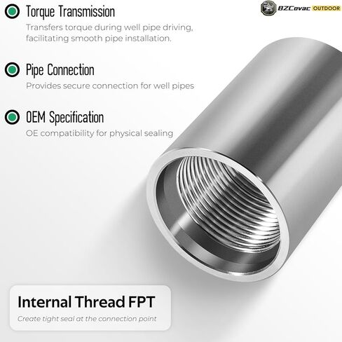 5PCS 1-1/4" Galvanized Well Point Drive Couplings for Merrill - Sand Point Well, Shallow Well, and Soft Soil Well Drilling Kit, Pitcher Pump Accessories for Simmons in Saudi Arabia