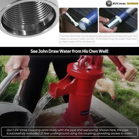 5PCS 1-1/4" Galvanized Well Point Drive Couplings for Merrill - Sand Point Well, Shallow Well, and Soft Soil Well Drilling Kit, Pitcher Pump Accessories for Simmons in Saudi Arabia
