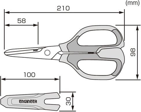 مقص ENGINEER PH-57 مقاس 8.3 بوصة، مقص متعدد الأغراض مصنوع في اليابان، يقطع ألياف الكيفلار، والأحزمة الجلدية، والكابلات الرئيسية، والجديلة النحاسية، والكابلات المحورية، والحبل والمزيد. in Kuwait