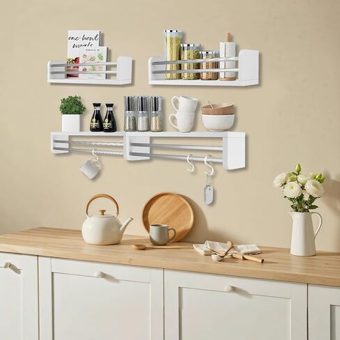 Nursery Wall Bookshelves 4-Pack, Floating Shelves for Kids Room Décor, Baby & Toddler Book Shelf Organizer, Solid Wood Wall-Mounted Rack for Books, Toys & Nursery Storage in Saudi Arabia