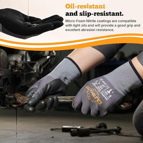 TitanFlex Work Gloves Microfoam Nitrile Coated Men Women-6 Pairs, Safety Warehouse Gloves Mens Working Glove with Grip Heavy Duty, Touchscreen, Seamless Knit Nylon for Automotive, Garden (Large) in Saudi Arabia