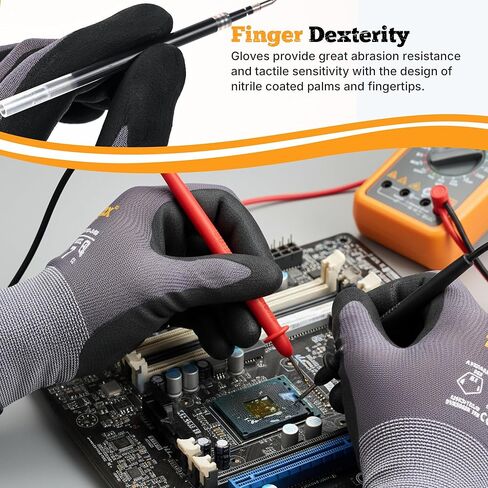 TitanFlex Work Gloves Microfoam Nitrile Coated Men Women-6 Pairs, Safety Warehouse Gloves Mens Working Glove with Grip Heavy Duty, Touchscreen, Seamless Knit Nylon for Automotive, Garden (Large) in Saudi Arabia