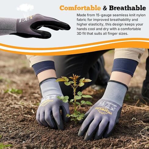 TitanFlex Work Gloves Microfoam Nitrile Coated Men Women-6 Pairs, Safety Warehouse Gloves Mens Working Glove with Grip Heavy Duty, Touchscreen, Seamless Knit Nylon for Automotive, Garden (Large) in Saudi Arabia