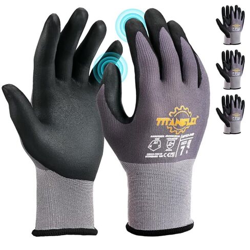 TitanFlex Work Gloves Microfoam Nitrile Coated Men Women-6 Pairs, Safety Warehouse Gloves Mens Working Glove with Grip Heavy Duty, Touchscreen, Seamless Knit Nylon for Automotive, Garden (Large) in Saudi Arabia