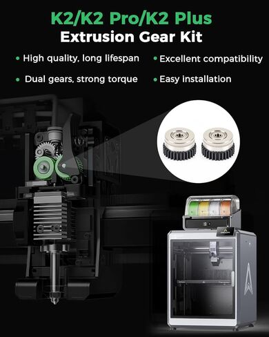 طقم تروس النتوء الرسمي K2/K2 Pro/K2 Plus من Creality قطعتين، جودة عالية، عمر طويل، تروس مزدوجة، عزم دوران قوي، ملحقات طارد خيوط الطابعة ثلاثية الأبعاد الرسمية، أجزاء طابعة ثلاثية الأبعاد in Kuwait