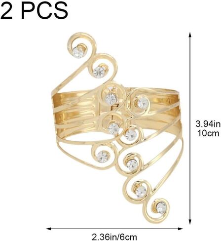 2pcs Unique Metal Curly Grass Pattern Inlaid with Rhinestone Curtain Clasp, Home Office Interior Curtain Decoration（Golden） in Saudi Arabia