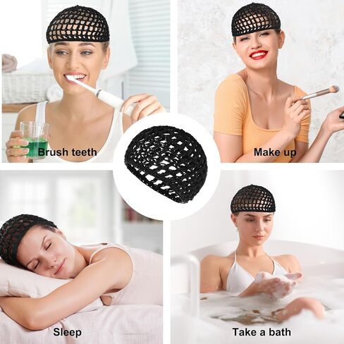 سيبا شبكة الكروشيه الشعر صافي 2 جهاز كمبيوتر شخصى رايون متماسكة سنود قبعة سميكة قصيرة hairnet دش قبعات لينة النوم قبعة طويلة قصيرة تجعيد الشعر غطاء الرأس غطاء الملحقات زخرفة الأغطية السوداء in Kuwait