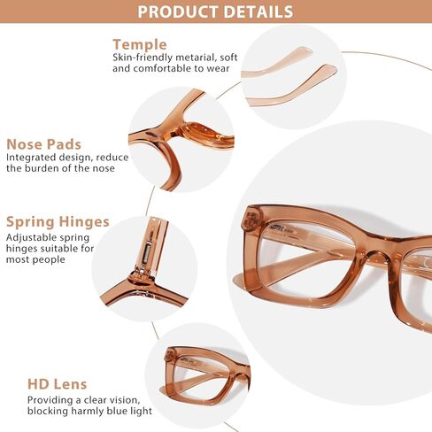Oversized Square Reading Glasses for Women Spring Hinge Blue light Blocking Computer Readers for Women in Saudi Arabia