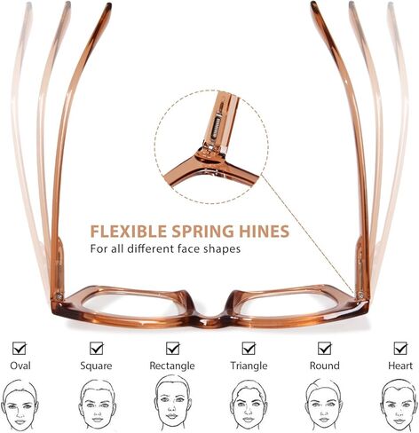Oversized Square Reading Glasses for Women Spring Hinge Blue light Blocking Computer Readers for Women in Saudi Arabia