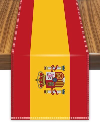 Spain Table Runner,Spanish Flag Tablecolth for Dining Home Decor in Saudi Arabia