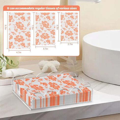 Clear Acrylic Napkin Holder, Scalloped Acrylic Guest Towel Holder Waterproof Disposable Paper Hand Towels Lucite Tray 9x5.1x2.4 inch for Bathroom Kitchen Restaurant Weddings Party in Saudi Arabia