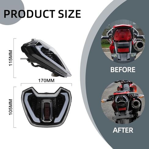 Tail Light for Hawk 250,LED Dirt Bike Taillight Wick for Hawk250 in Kuwait