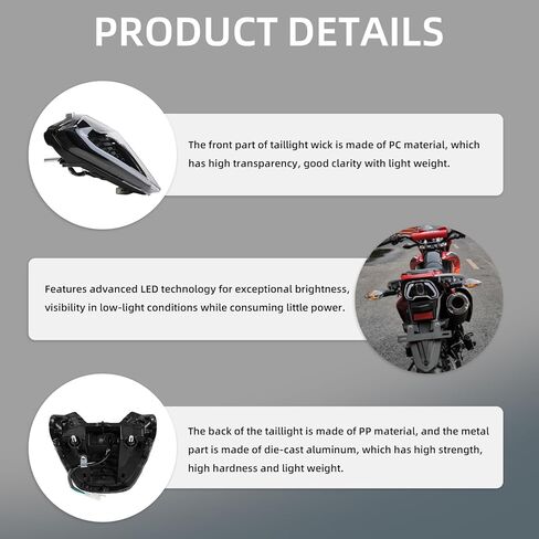 Tail Light for Hawk 250,LED Dirt Bike Taillight Wick for Hawk250 in Kuwait