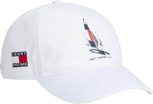 قبعة تومي هيلفيغر للرجال Tommy x US SailGP Team Boat Graphic Cap، أبيض مقاس واحد in Kuwait
