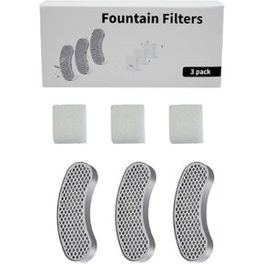 3 Pack Replacement Filters and 3 Pack Pre-Filter Sponges,High-efficiency filtration,Original filters,only can be used for SROIVT Cat Water Fountains in Saudi Arabia