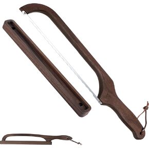 Bread Knife with Wooden Tray, 16.5" Serrated Sourdough Bread Knife, Premium Bow Bread Slicer for Homemade Bread, Bagels & Loaf, Stainless Steel Cutter (Black Walnut, Wide-Spacing) in Kuwait